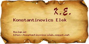 Konstantinovics Elek névjegykártya